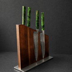 Bloc à couteaux en acacia et inox garni de couteaux japonais
