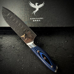 Couteau Santoku japonais et son coffret Kishi Kaisei