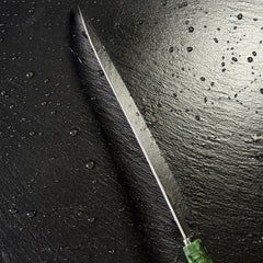 Fil de la lame du couteau gyuto japonais en acier 10Cr15CoMoV, vue rasante